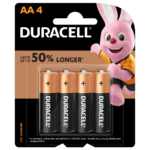 Duracell Alkaline AA size Batteries in a 4-piece pack