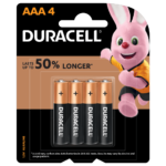 Duracell Alkaline AAA size Batteries in a 4-piece pack