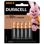 Duracell Alkaline AAA size Batteries in a 8-piece pack