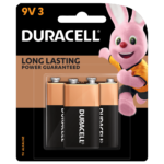 Duracell 9V Alkaline Battery in a 3-piece pack