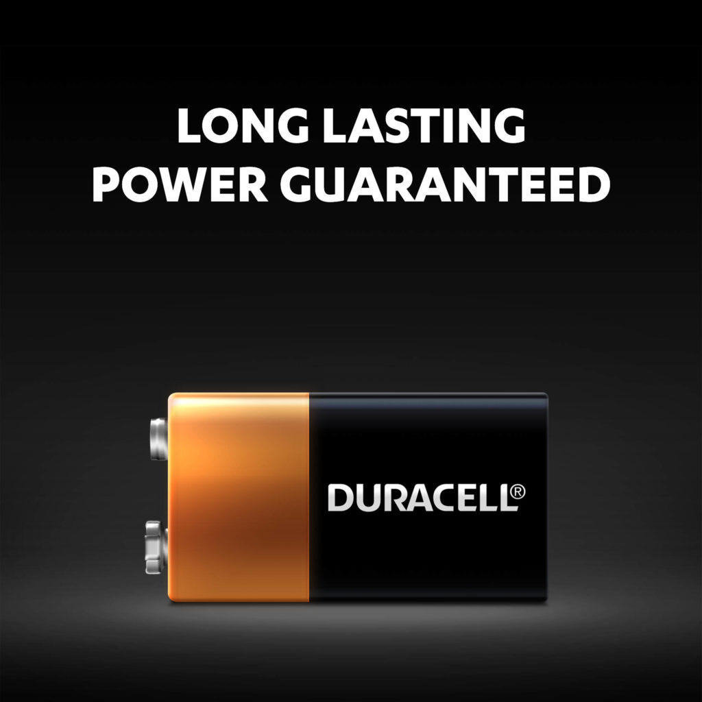 Duracell Alkaline 9V Batteries come with long-lasting power guaranteed