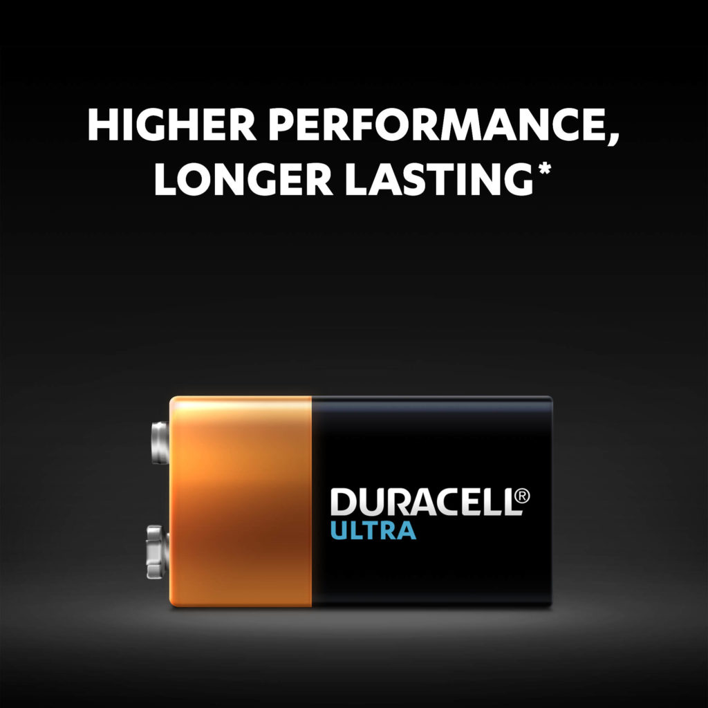 Duracell Ultra Alkaline 9V Battery has higher performance and it lasts longer than competition