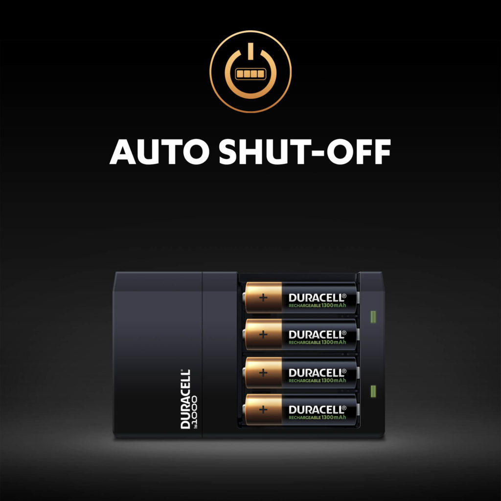 Auto Shut-off feature of Duracell Hi-Speed Charger - after batteries are completely charged illustration