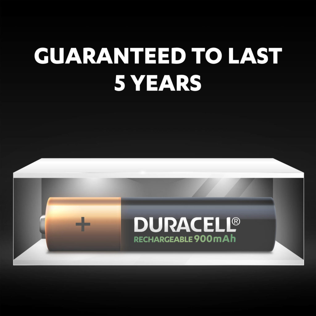 Duracell Rechargeable AAA sized Batteries stay fresh and powered for up to 5 years in ambient storage